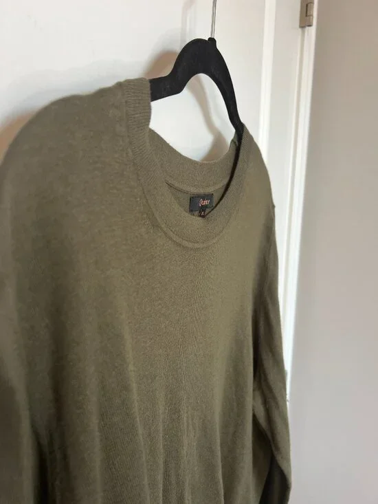 Quince XL Lightweight Cotton Cashmere Crew Sweater, Green - Picture 4 of 9